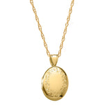 Hand Engraved Oval Locket, 14K Yellow Gold