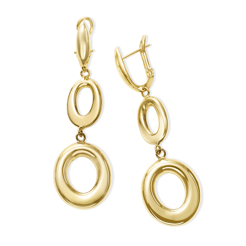 Oval Loops Dangle Earrings, 14K Yellow Gold