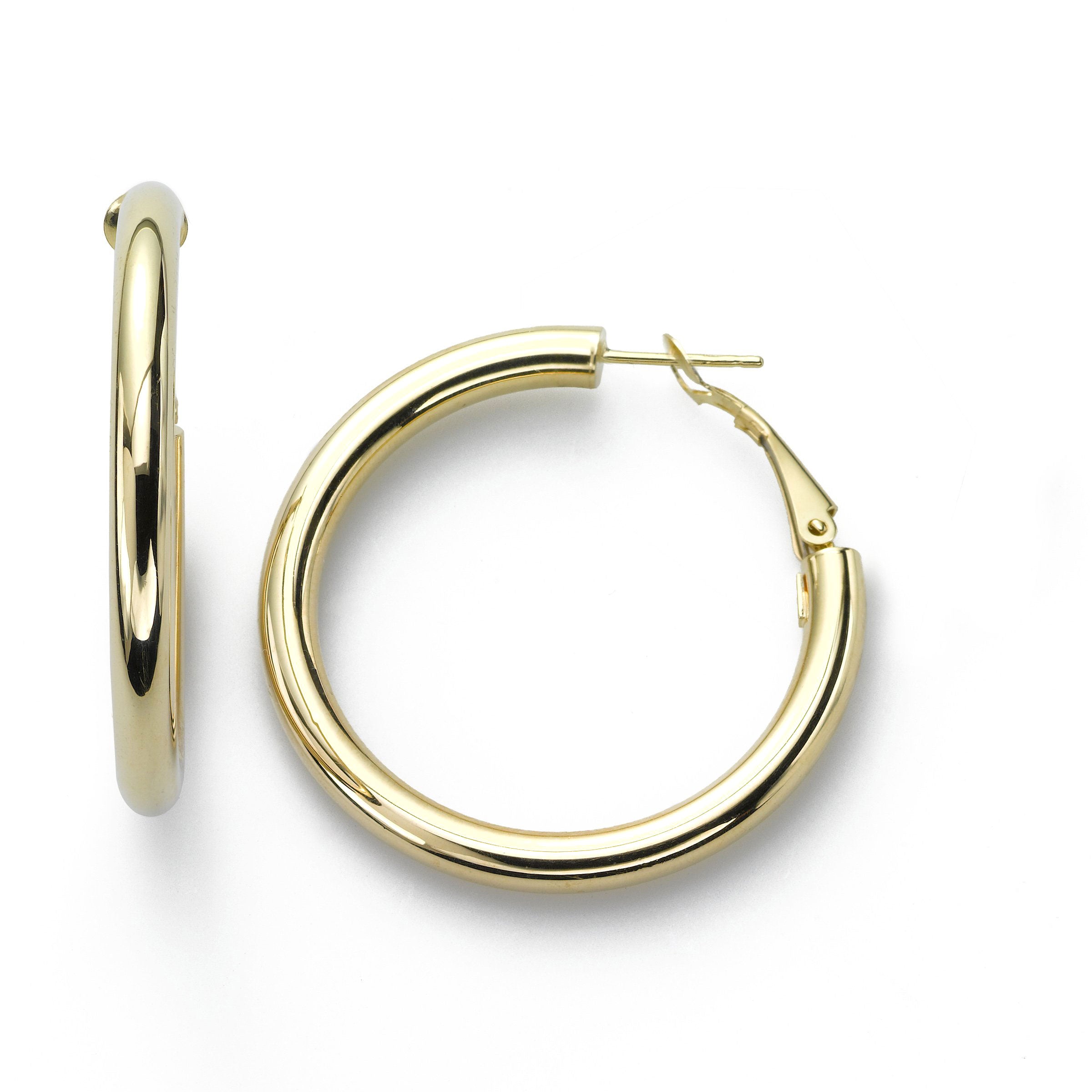  Chunky Gold Clip on Hoop Earrings for Women, 14k Gold