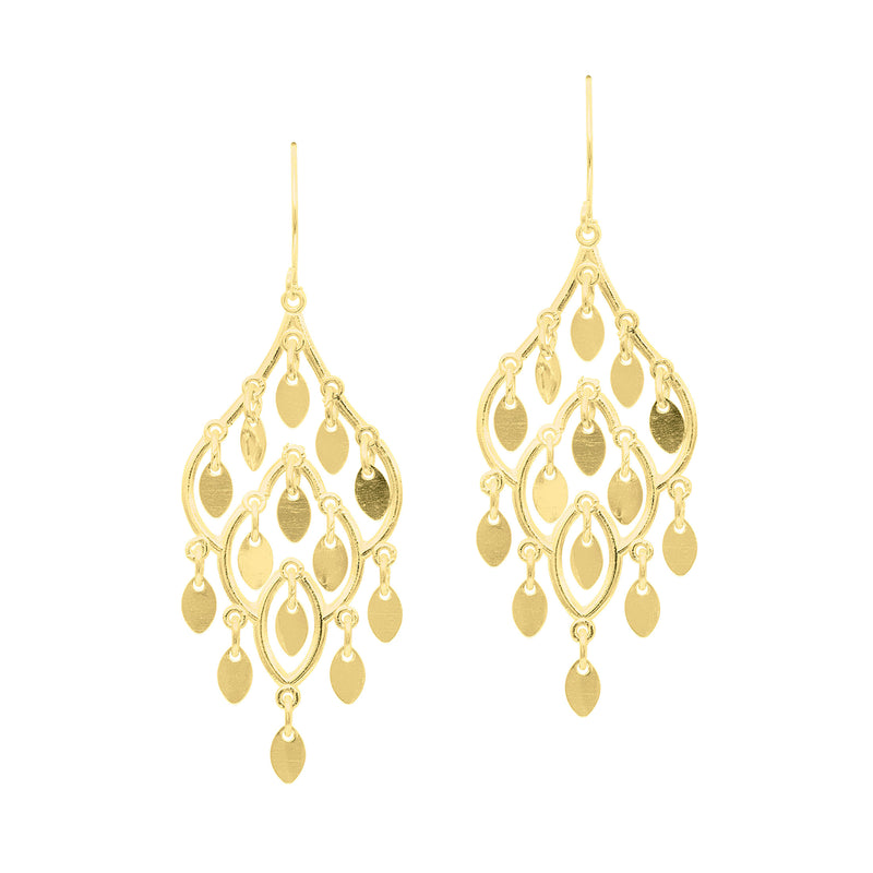 Gold Drop Chandelier Earrings, 14K Yellow Gold