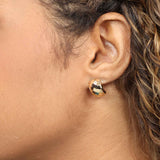 Diamond Cut Half Hoop Earrings, 14K Yellow Gold