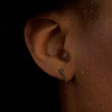 Small Staple Stud Earrings, 14K White Gold