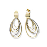 Two Tone Multi Loop Dangle Earrings, 14 Karat Gold
