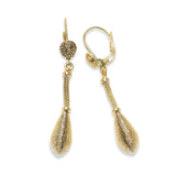 Textured Teardrop Design Dangle Earrings, 14K Yellow Gold