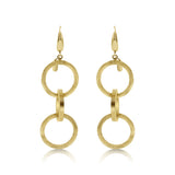 Matte and Shiny Interlocking Circles Earrings, 14K Yellow Gold