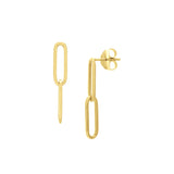 Paperclip Dangle Earrings, 14K Yellow Gold