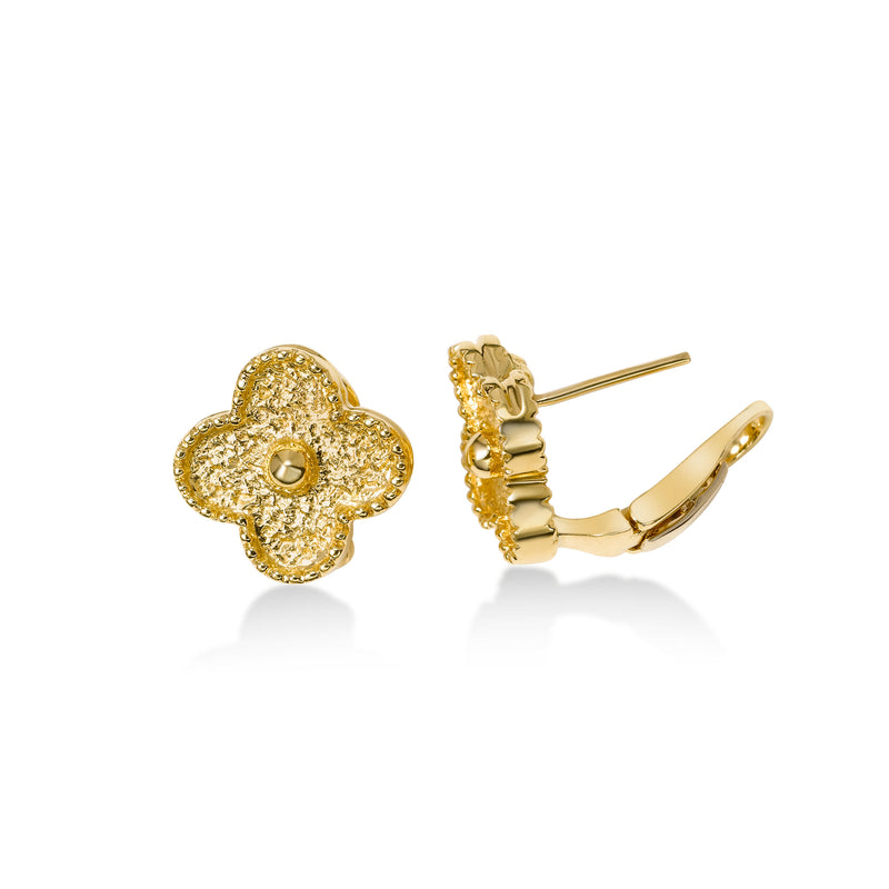 Pre-Owned Flower Earrings, 18K Yellow Gold