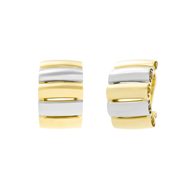 Alternating Color Button Earrings, 18 Karat Gold