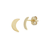 Crescent Moon Stud Earrings, 14K Yellow Gold
