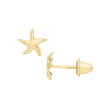 Petite Starfish Earrings, 14K Yellow Gold