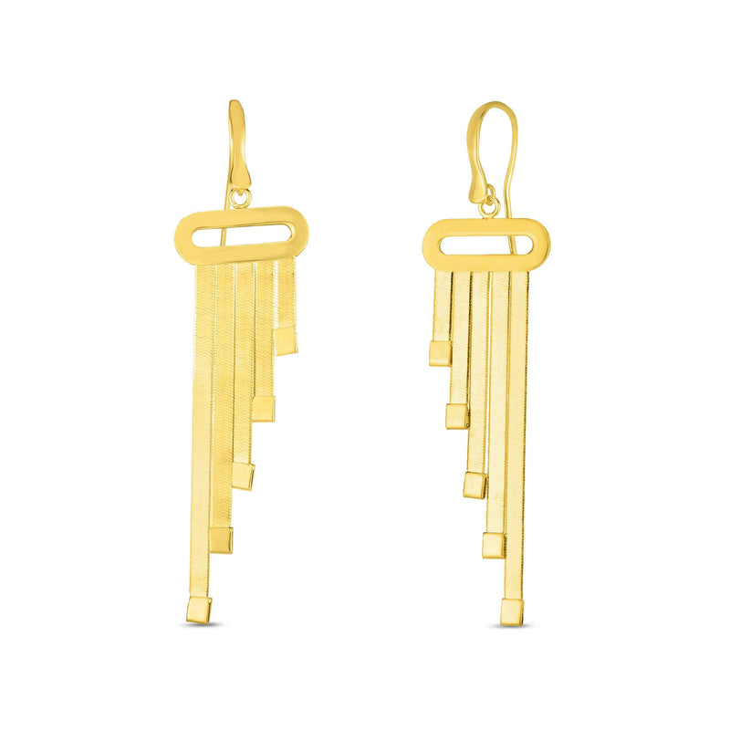 Multi-Strand Herringbone Earrings, 14K Yellow Gold