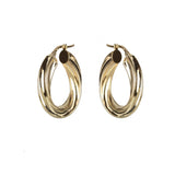 Twist Design Oval Hoop Earrings, 14K Yellow Gold