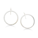 Twist Design Dangling Hoop Earrings, 14K White Gold