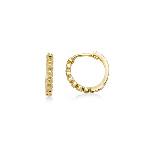 Tiny Huggie Hoop Earrings, 14K Yellow Gold