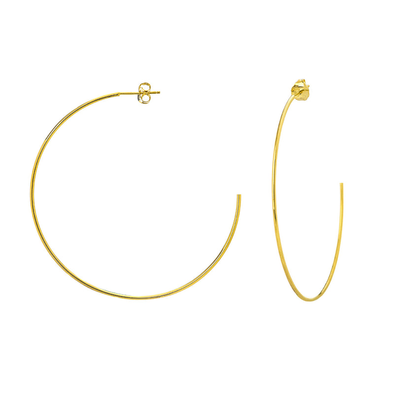 Large Open Hoop Earrings, 2 Inches, 14K Yellow Gold
