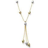 Tricolor Dangling Tassel Necklace, 14K Yellow Gold