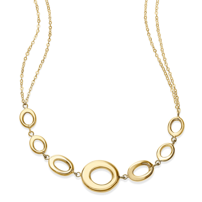 Oval Loops Gold Necklace, 14K Yellow Gold