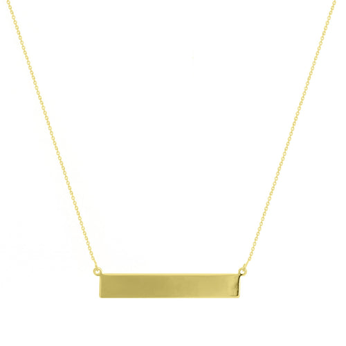Engravable Bar Necklace, 14K Yellow Gold