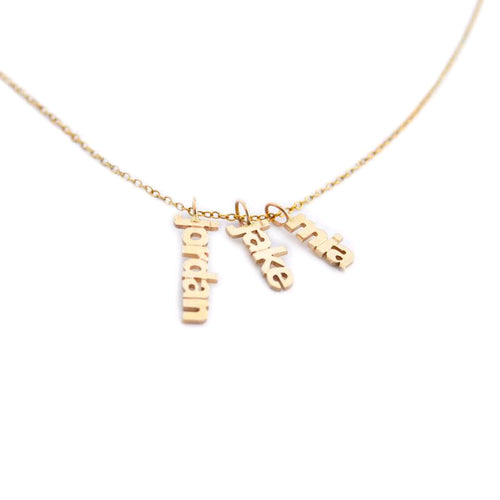 Vertically Suspended Custom Name Necklace, Vermeil