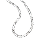 Flat Figaro Link Necklace, 22 Inches, Sterling Silver