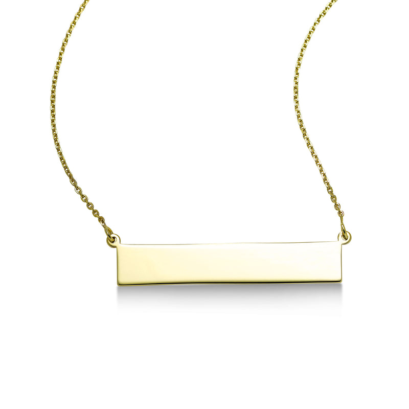 Engravable Bar Necklace, 14K Yellow Gold