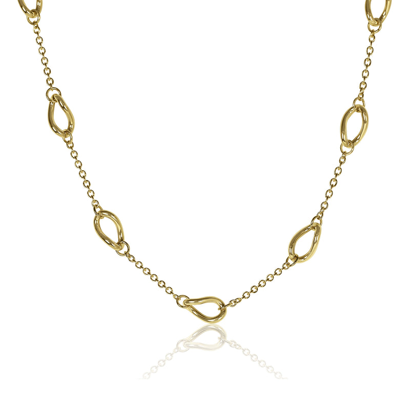 Alternating Link and Chain Necklace, 14K Yellow Gold