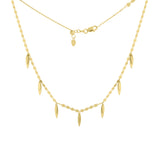 Multi-Sized Dangling Leaves Necklace, 17 Inches, 14K Yellow Gold