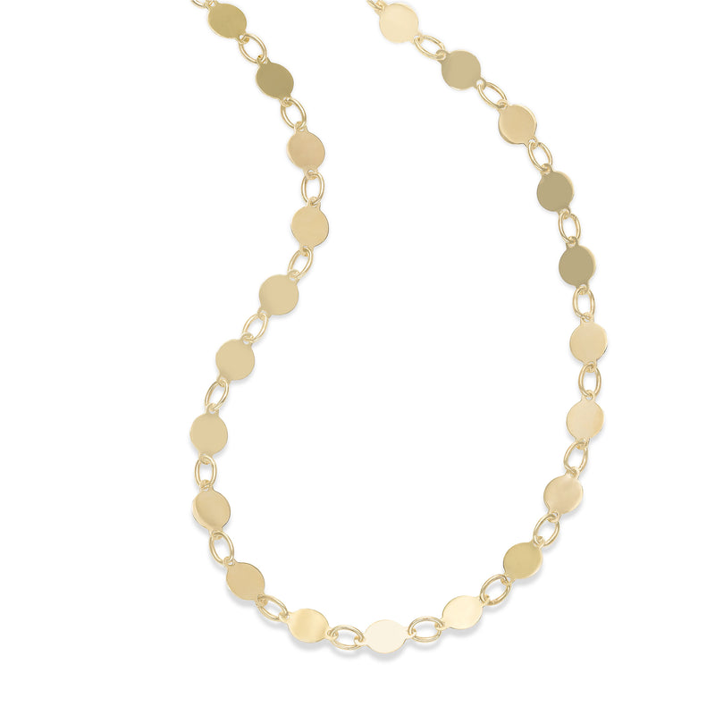 High Polish Disc Chain Necklace, 14K Yellow Gold