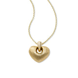 Florentine Finish Puffy Heart Pendant, 14K Yellow Gold