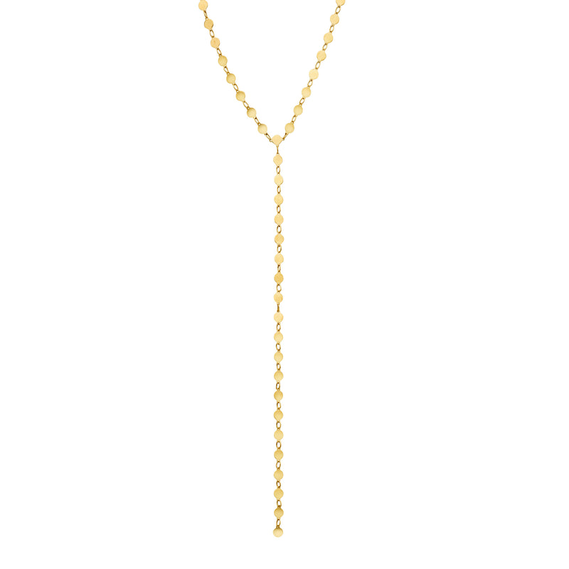 Lariat Style Disc Necklace, 17 Inches, 14K Yellow Gold