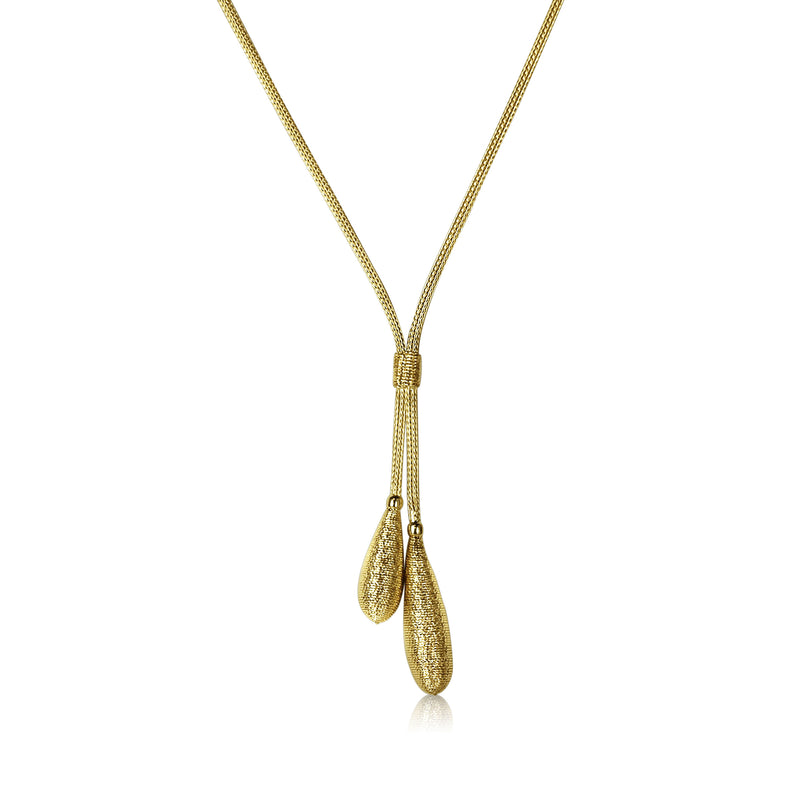 Double Drop 'Y' Style Necklace, 14K Yellow Gold