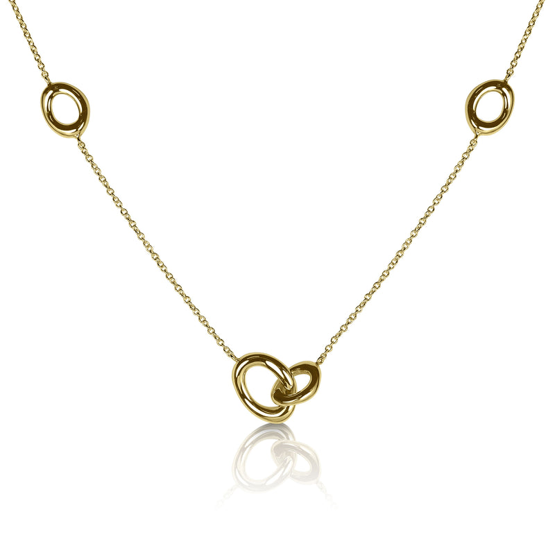 Oval Link and Chain Necklace, 14K Yellow Gold
