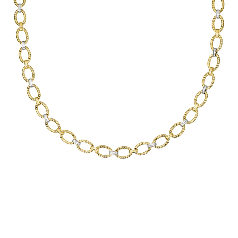 Rope Twist Oval Link Necklace, 18 Inches, 14 Karat Gold