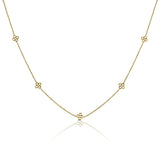 Clover Station Necklace, 14K Yellow Gold