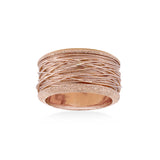 Wide Band Ring with Wire Style Center, 14K Rose Gold