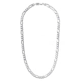 Flat Figaro Link Necklace, 24 Inches, Sterling Silver