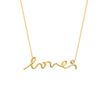 Love Script Necklace with Diamond Accent, 14K Yellow Gold