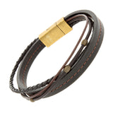 Triple Strand Dark Brown Leather Bracelet, 8.25 Inches
