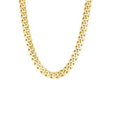 Flat Miami Cuban Chain Necklace, 20 Inches, 14 Yellow Gold