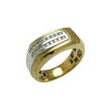 Two Tone Ring with Diamonds, Size 10, 18 Karat Gold
