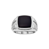 Square Black Onyx Ring, Size 10, Sterling Silver