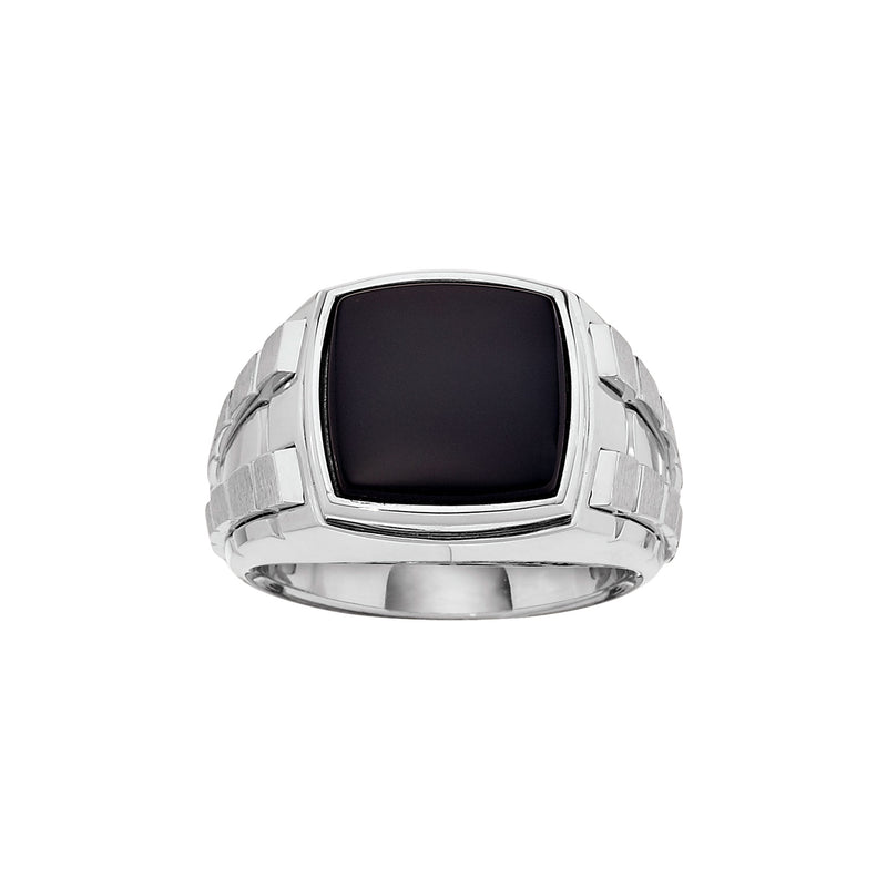 Square Black Onyx Ring, Size 10, Sterling Silver