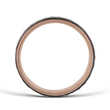 Hammered Finish Center Wedding Band, 6 MM, Sterling and Rose Gold Plating