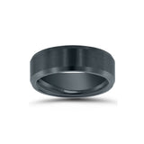 Brushed Finish Black Ceramic Ring, Size 10