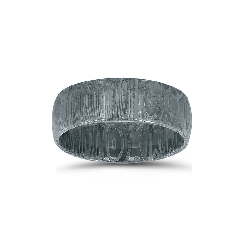 Patterned Damascus Steel Ring, Size 10