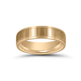 Satin Center Wedding Band, 6 MM, Sterling and Yellow Gold Plating