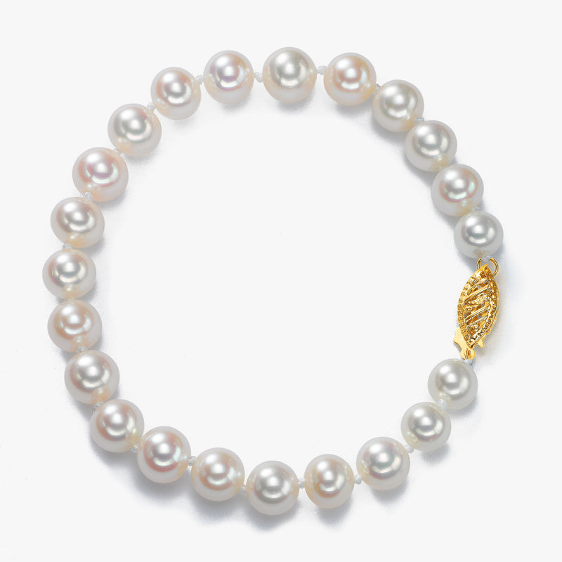 Freshwater Cultured Pearl Bracelet, 7 to 8 MM, 14K Yellow Gold