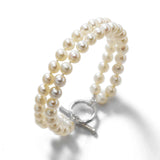 Double Freshwater 6.5 MM Pearl Bracelet, 7.50 Inches, Sterling Silver