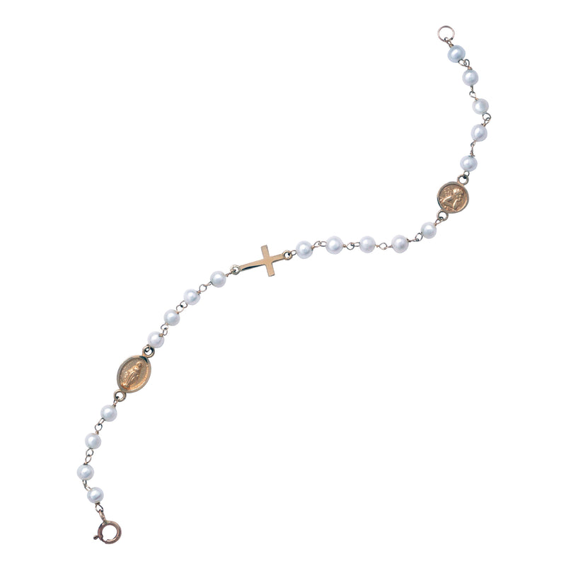 Three Miraculous Charms Freshwater Cultured Pearl Bracelet, 14K Yellow Gold