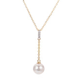 Akoya Cultured Pearl Y Style Necklace, 14K Yellow Gold